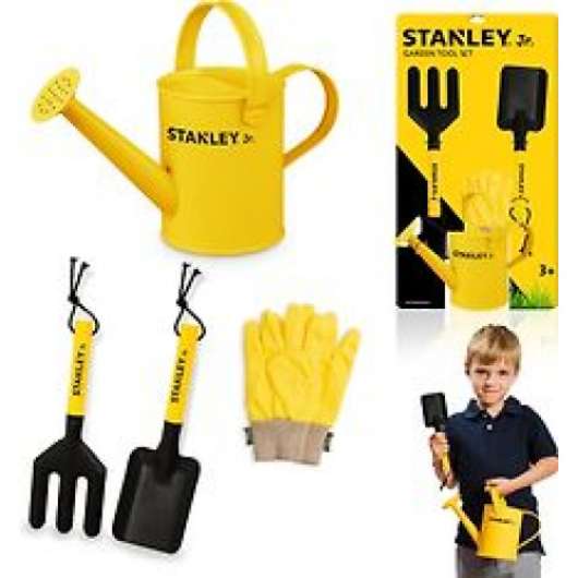 Red Toolbox - Stanley Jr. Trädgårdsredskapssats 1. kanna. handskar. handharv och planteringsspade