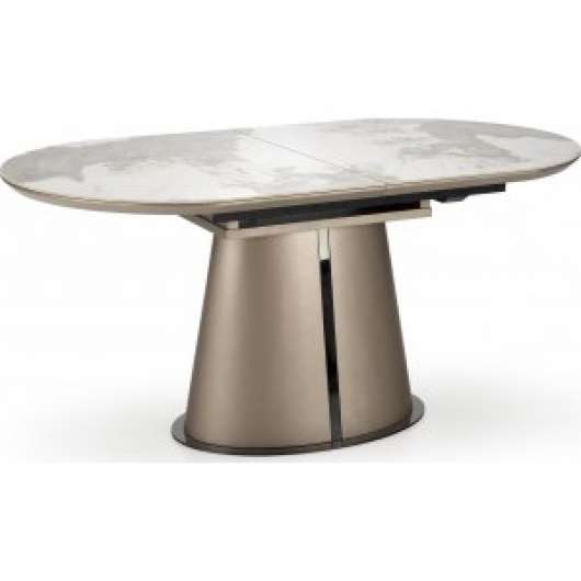 Robinson matbord 160-200 x 90 cm - Beige marmor/cappuccino/svart - Marmormatbord