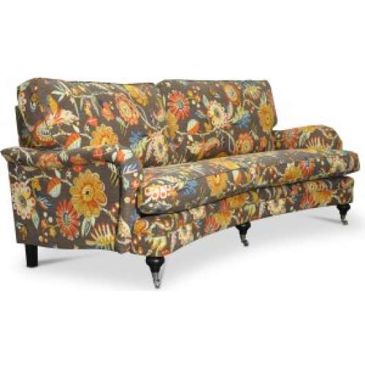 Savoy 3-sits svängd soffa med blommigt tyg - Havanna Brun - 3-sits soffor