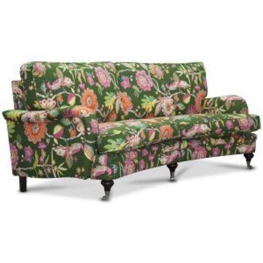 Savoy 3-sits svängd soffa med blommigt tyg - Havanna Grön - 3-sits soffor, Soffor