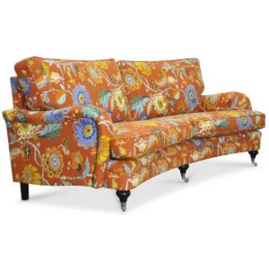Savoy 3-sits svängd soffa med blommigt tyg - Havanna Terracotta