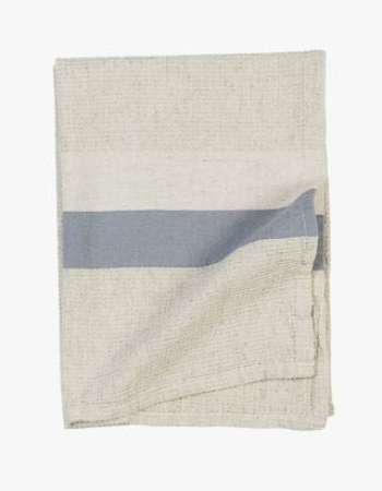 Small Waffel stripe handduk dimblå