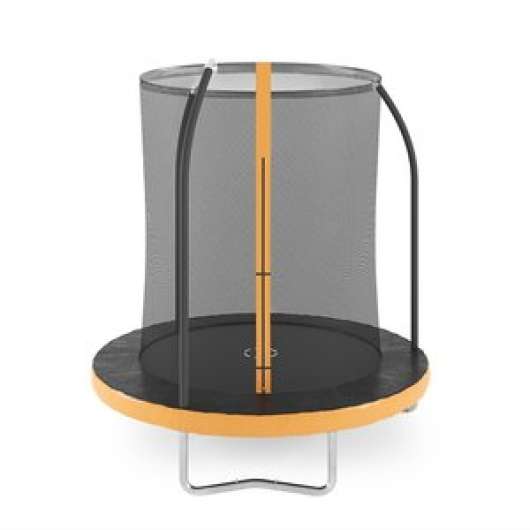 Studsmatta med säkerhetsnät - svart/orange 185 cm + Stege - Studsmattor, Utelek