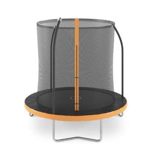 Studsmatta med säkerhetsnät - svart/orange - 245 cm + Stege - Studsmattor