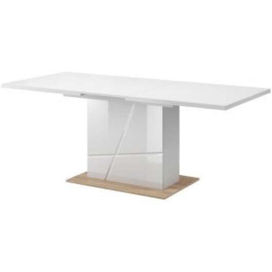Villum matbord 160-200 cm - Vit(högglans) / riviera ek