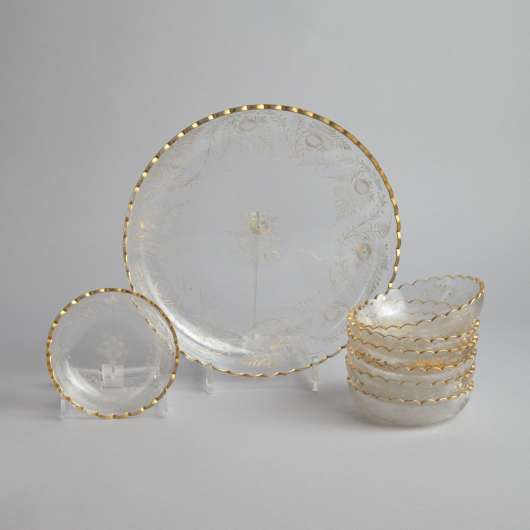 Vintage - Kristallfat med tillhörande skålar 7 st