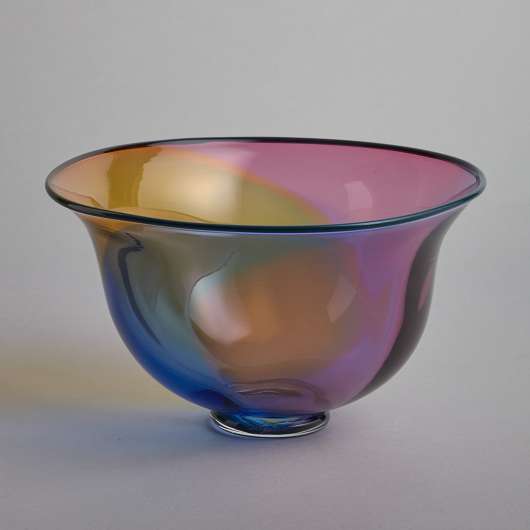 Vintage - SÅLD Flerfärgad Glasskål av Ann Wolff