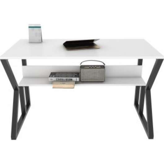 Wake skrivbord Svart/vit - 120 x 60 cm - Skrivbord med hyllor